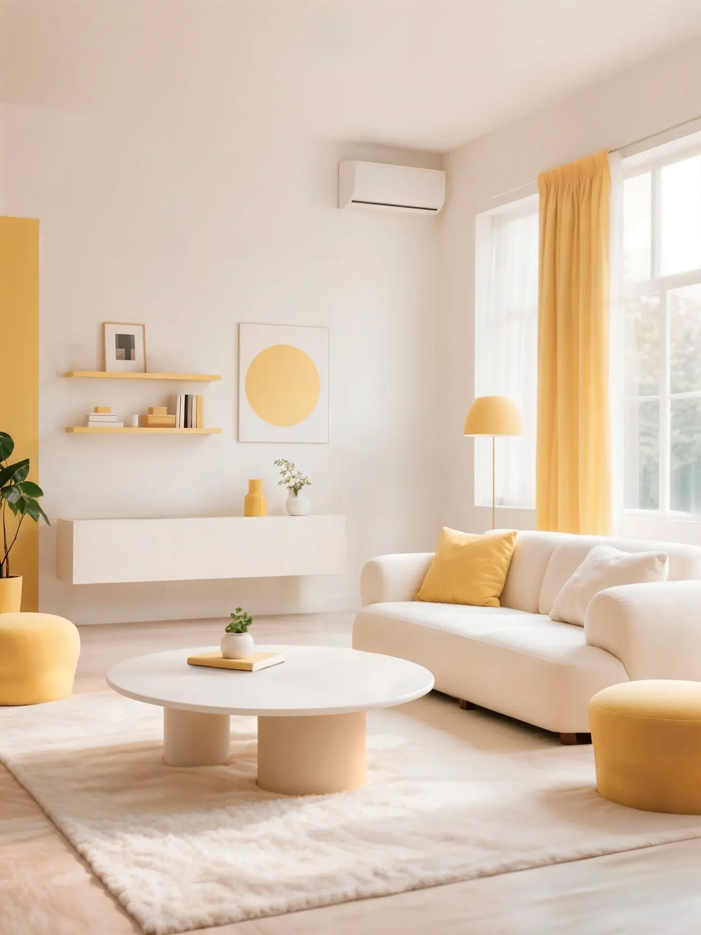 Интерьер гостиной, наполненный солнцем и уютом